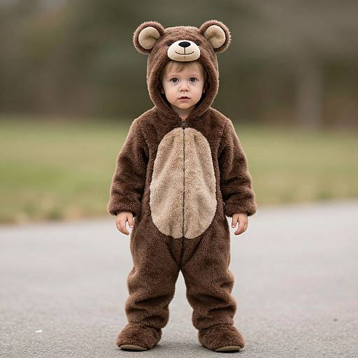 Toddler in Bear Forky Kigurumi