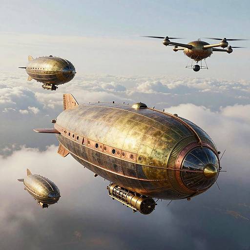 Steampunk Airships and Drone Sky