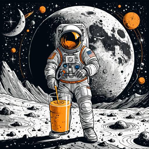 Astronaut Pouring Orange Juice on the Moon