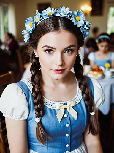 Realistic Tea Party Girl With Braids