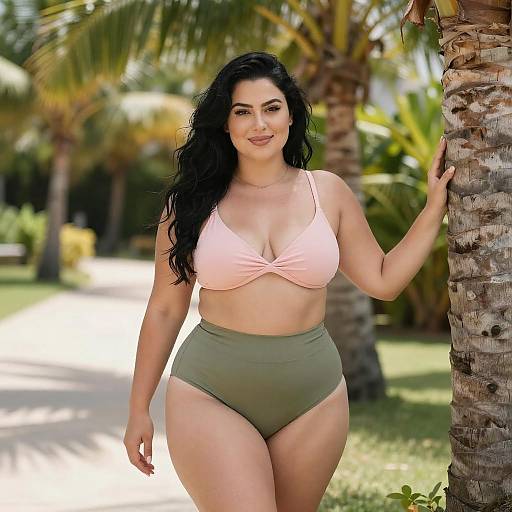 Curvy Woman in Tropical Garden