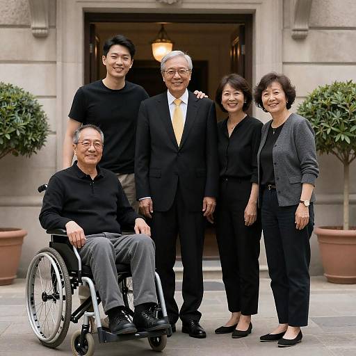 Group Portrait in Front of Stone Building