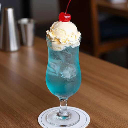 Refreshing Turquoise Cocktail with Ice Cream