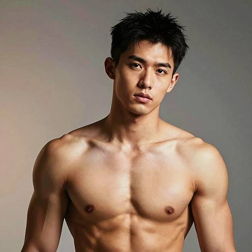 Portrait of muscular young man with chiseled physique