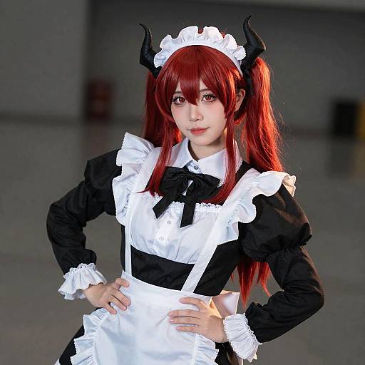 Cosplayer in Airi the Infernal Temptress Maid Costume
