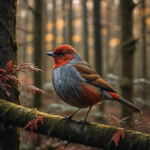 Autumn Bird Close-Up in Forest