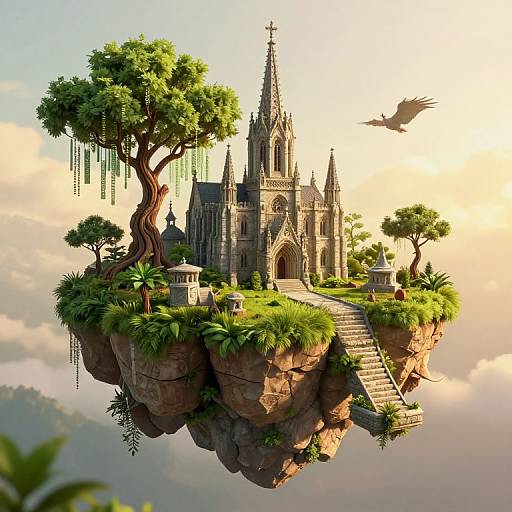Surreal 3D Floating Fantasy Island