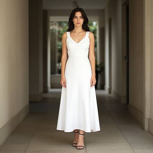 Elegant Woman in White Dress