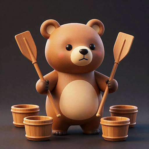 Ultra-Realistic 3D Chibi Bear Art