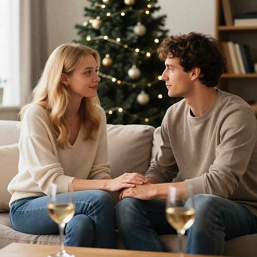 Cozy Christmas Couple on the Couch