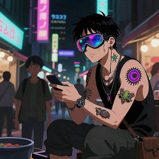 Cyberpunk Vendor in Neon Night Market