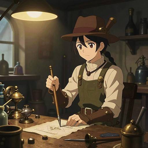 Steampunk Alchemist in Anime Style