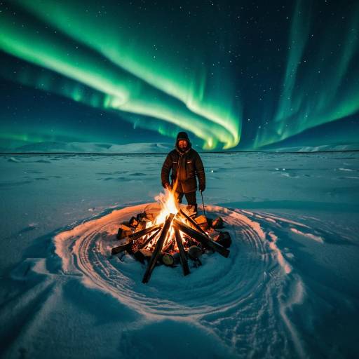 Nomadic Trader by Campfire Under Northern Lights