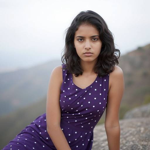 Portrait of Woman in Purple Dress