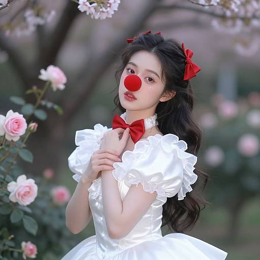 Graceful Pierrot in Moonlit Garden