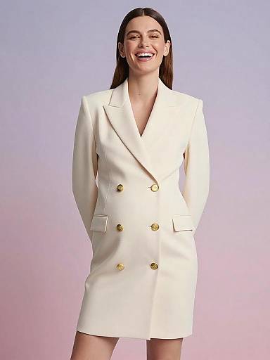 Ivory Double-Breasted Maternity Blazer Portrait