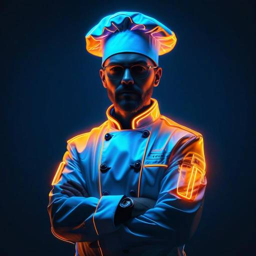 Cyberpunk Chef with Neon Outlines