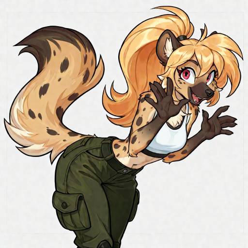 Vibrant Hyena Girl in Playful Pose