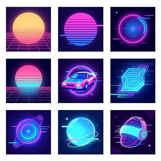 Retro-Futuristic Neon Digital Art
