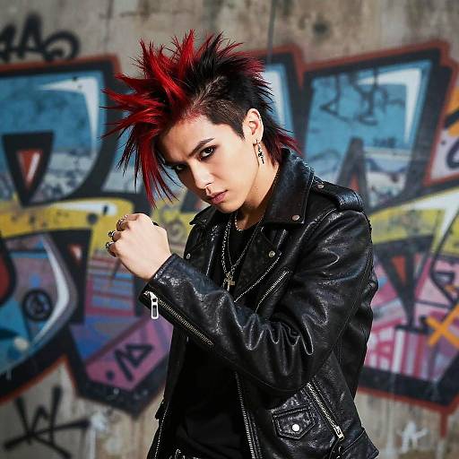 Punk Rock Youth with Half-Half Hair