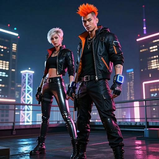 Cyberpunk Hacker and Parkour Duo