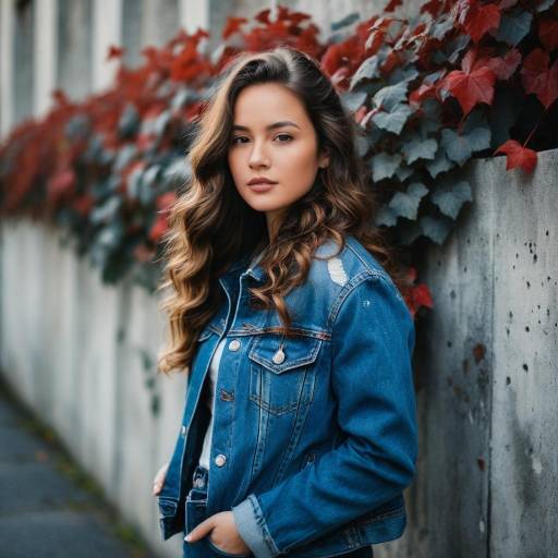 Young Woman in Denim Jacket Outdoors