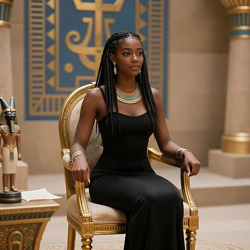 Regal Woman in Egyptian Throne Room