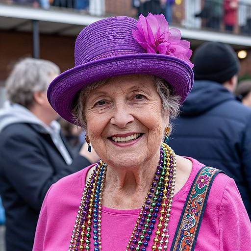Elderly Woman at Mardi Gras Celebration