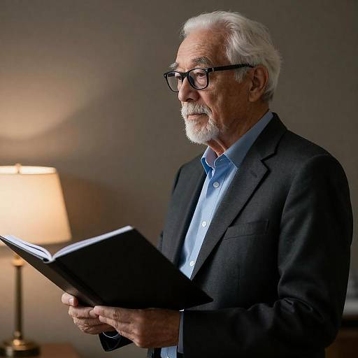 Elderly Man in Profile with Intense Focus