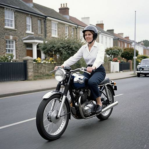 1960s Woman on Triumph Motorcycle