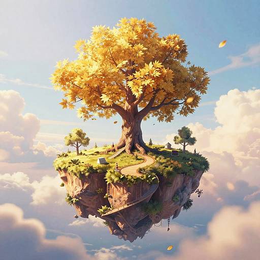 Surreal Floating Island of Success