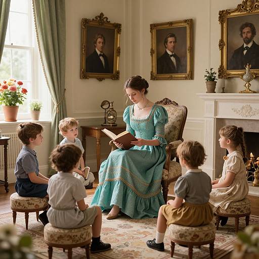 Georgian Interior Reading Scene