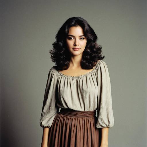 1980s Vintage Woman in Earth Tone Outfit