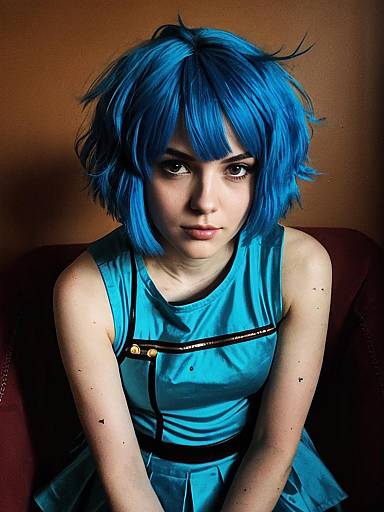 Woman in Blue Ramona Flowers Cosplay