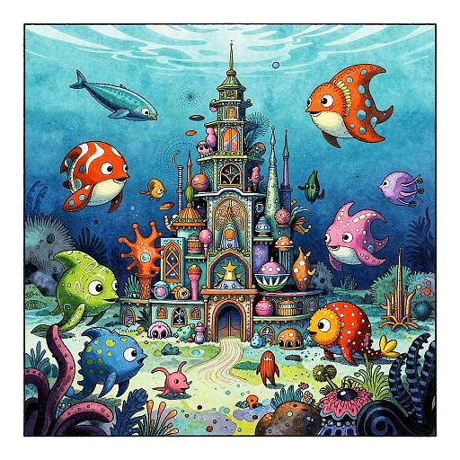 Surreal Underwater City Tattoo Art