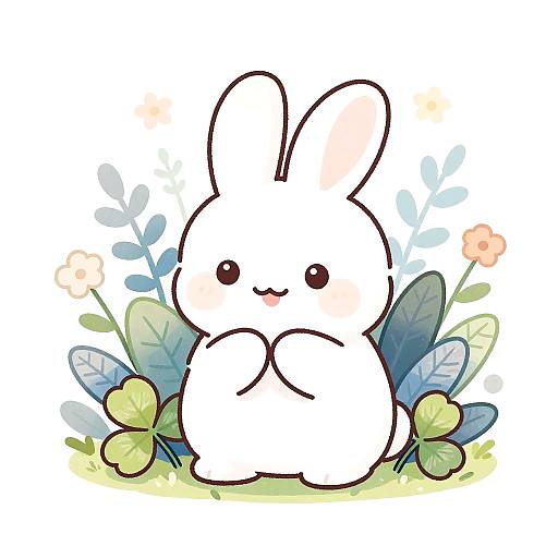 Adorable Kawaii Fluffy Rabbit Illustration