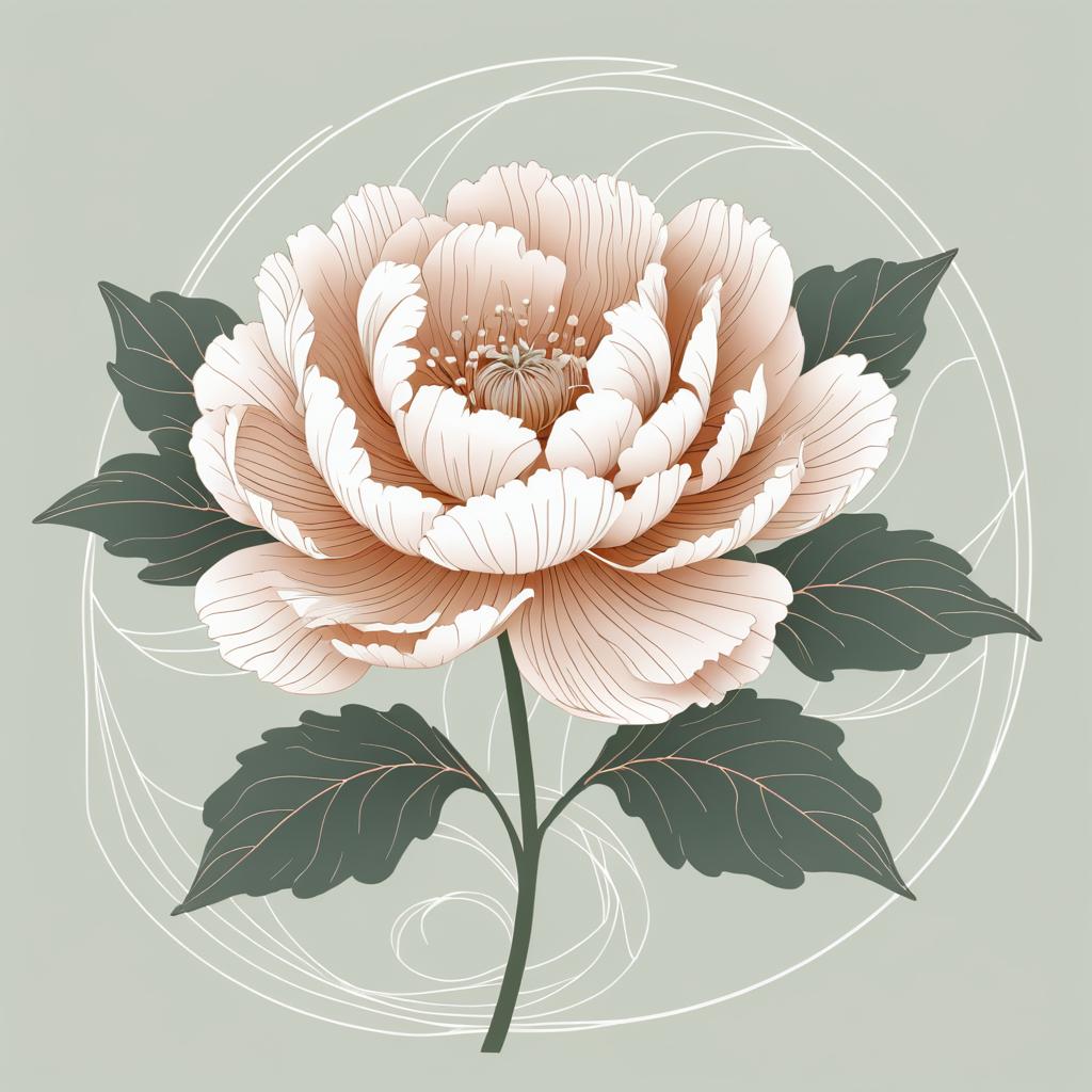 Minimalist Hand-Drawn Peony Illustration