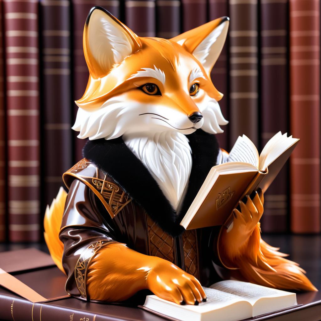 Elegant Fox Reading a Book