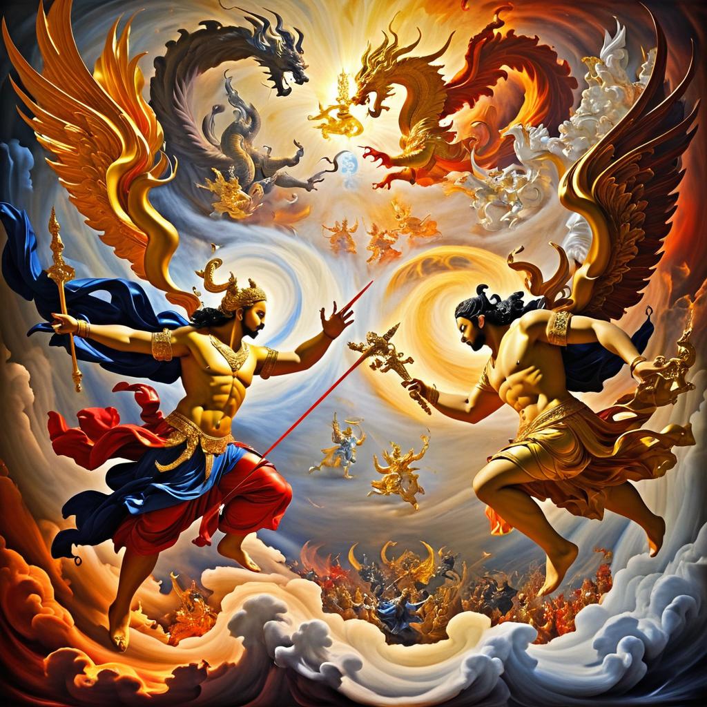 Cosmic Battle of God and Devil