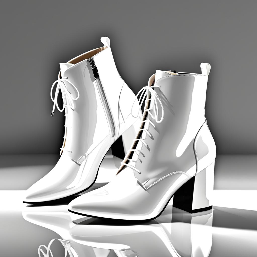 Chic White Patent Leather Ankle Boots