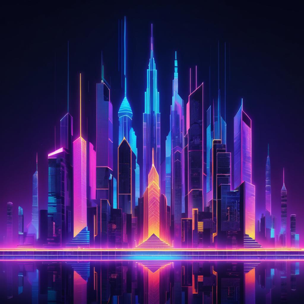 Futuristic Bitcoin Logo Cityscape Art