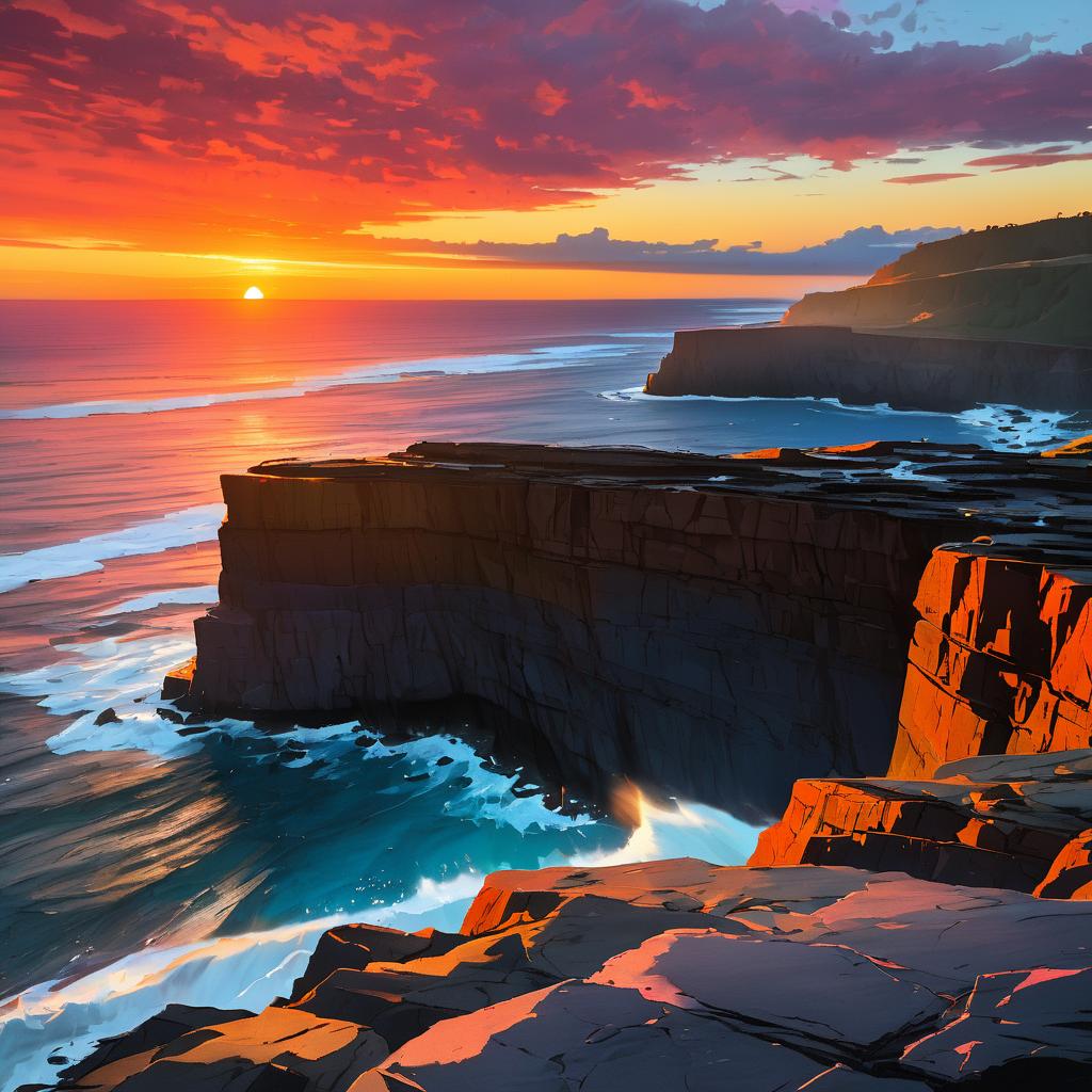 Vibrant Sunset Over Rocky Headland