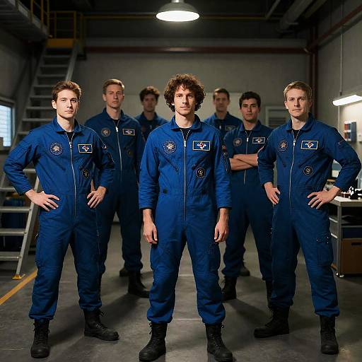 Astronauts in Industrial Space Setting