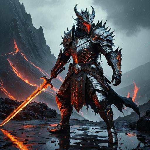 Dragon Knight in Molten Armor on Volcano Summit