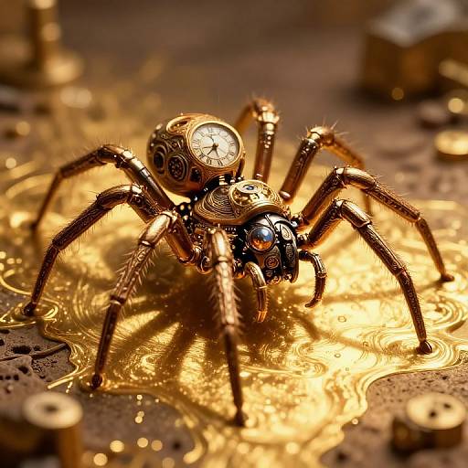 Colossal Clockwork Spider in Molten Gold