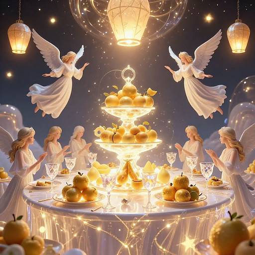 Celestial Feast with Angelic Glow