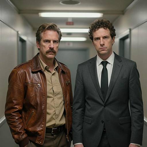 Two men in narrow corridor