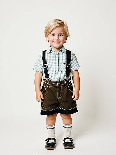 Toddler Boy in Lederhosen with Suspenders