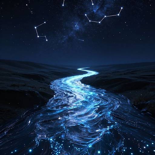 3D Luminous Starlight River Backflow