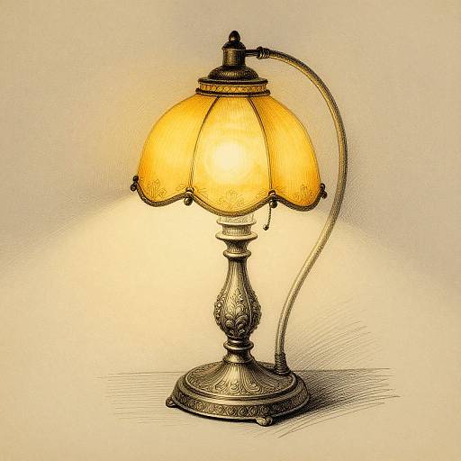 Victorian Style Ornate Desk Lamp Sketch